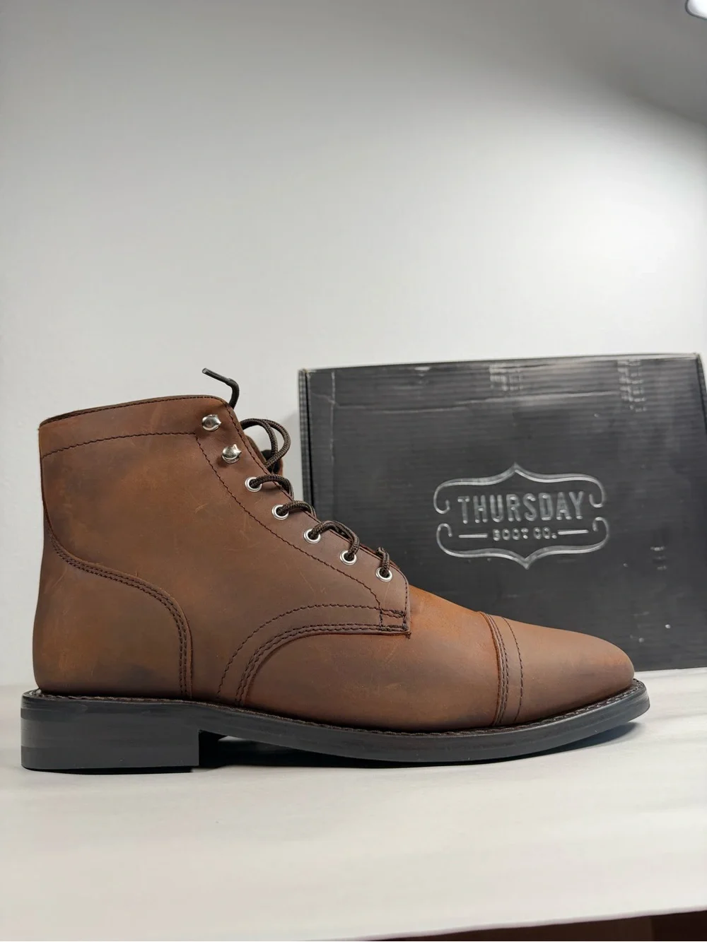 Thursday Boot Co. Men’s Arizona Captain Boots Size 11 Brown Cap Toe Boots